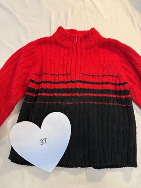 Please Mum - Vintage long sleeve Chenille rib knit zipped sweater.  Size 3T